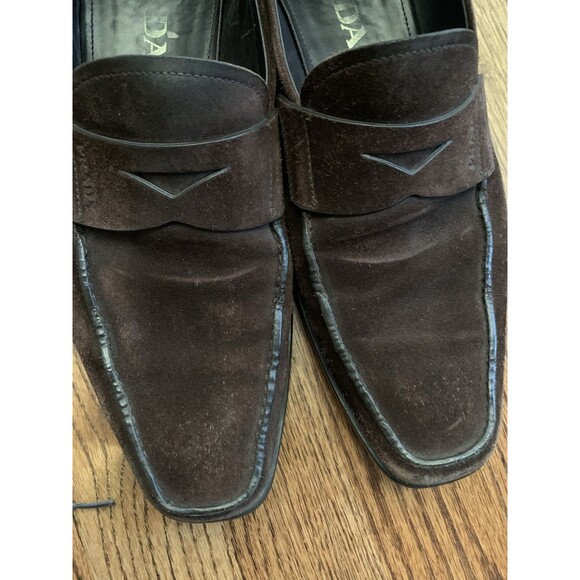 Prada Men’s Black Suede Penny Loafer Shoes Sz 7.5 + Dust Bag